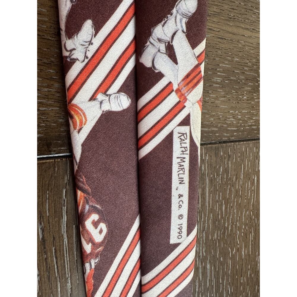 Vintage Ralph Marlin Tie Cleveland Browns 1990 Orange Brown Team Stripes - Picture 7 of 9